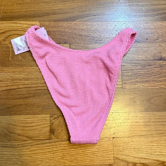 Wild Fable Womens XXS 00 Pink Ribbed Low Rise Cheeky High Leg Swim Bikini Bottom - Picture 5 of 9